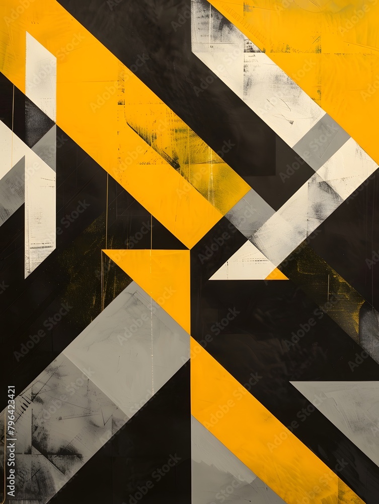 Poster Abstract yellow, gray, and black geometric backdrop 