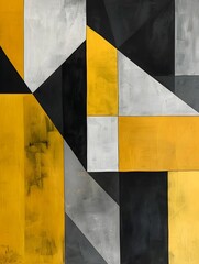 Abstract yellow, gray, and black geometric backdrop 