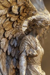 Naklejka premium Detailed view of an angel statue, suitable for religious and spiritual concepts