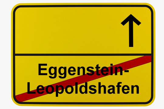 Illustration eines Ortsausgangsschildes von Eggenstein-Leopoldshafen in Baden-W&uuml;rttemberg	