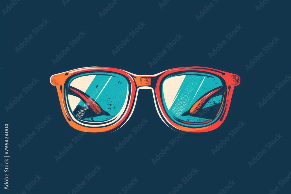 Poster A pair of glasses on a vibrant blue background. Ideal for various visual concepts