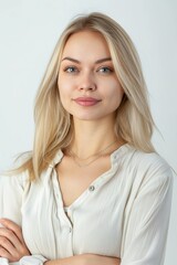 Obraz premium nice blonde woman, portrait on the white background 