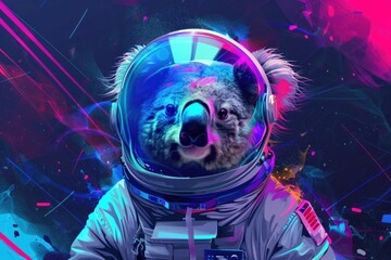 A cute koala bear wearing a space suit. Suitable for science fiction projects