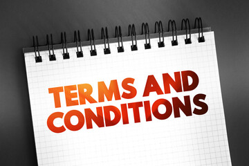Terms And Conditions text quote on notepad, concept background
