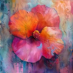 A beautiful painting of a red hibiscus flower.
