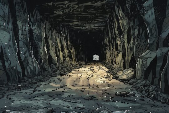 Dark tunnel with a light at the end. Suitable for concepts of hope and overcoming challenges