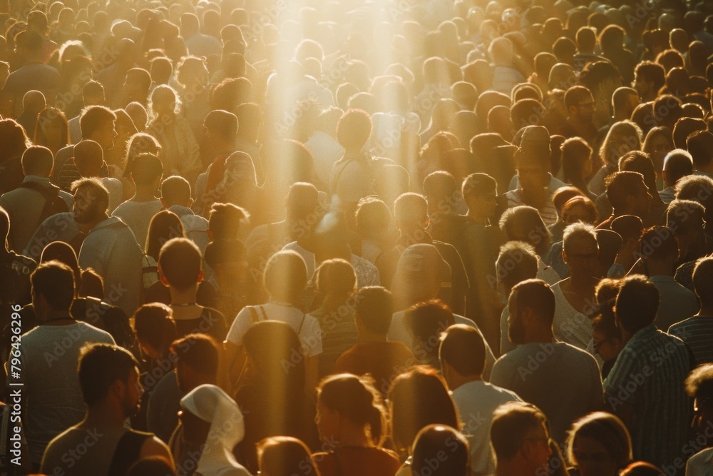 Poster a large group of people standing together. suitable for various events and gatherings