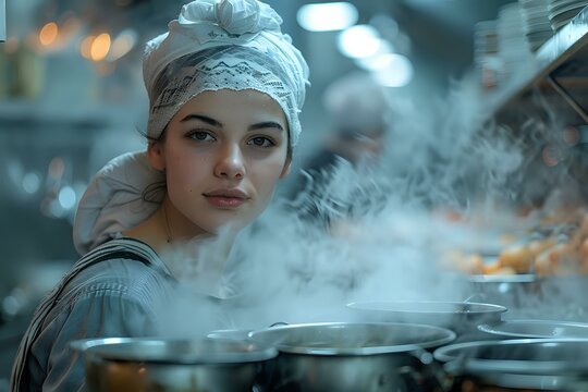 Vibrant and skillful cooking scene in a modern kitchen