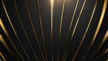 Black luxury background with golden line elements and light ray effect decoration, Elegant...