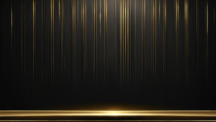 Black luxury background with golden line elements and light ray effect decoration, Elegant Background, Dark Gold Background, Shining Gold, Gold Background,	