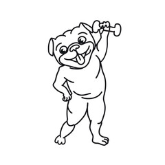 Pug head. Linear graphics.