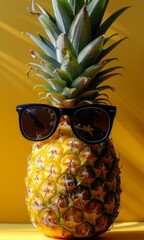 pineapple with black glasses close-up
