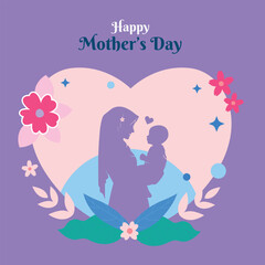 Young mon hugs her baby. Vector icon. Mother's day card, mothers day vector