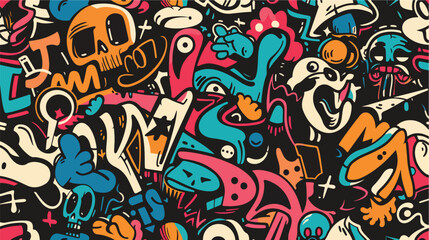 graffiti seamless pattern with abstract tags. hand