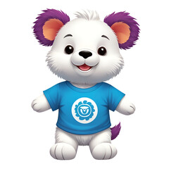 A cartoon character with a white bear, kawaii Teddy bear