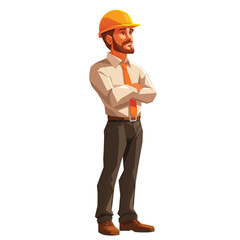 The builder, a flat illustration isolated on a white background