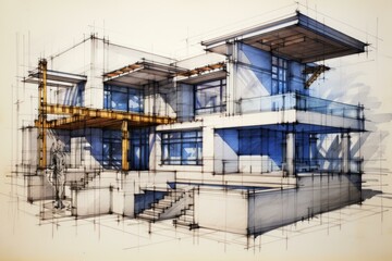 b'modern house architectural sketch'