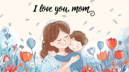 Greeting card I love you mom for Mothers day 