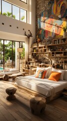 b'Modern tropical living room interior design'