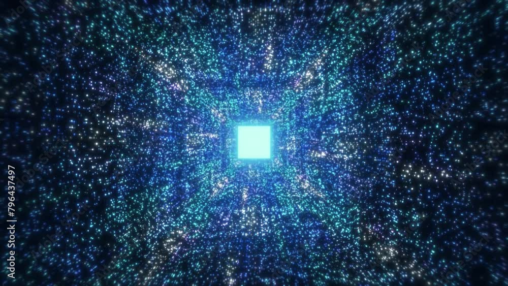 Aufkleber abstract futuristic technology concept with glowing particles and ai elements on blue background