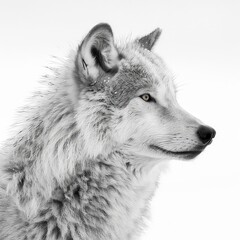 Wolf Face in Profile Isolated on Transparent or White Background