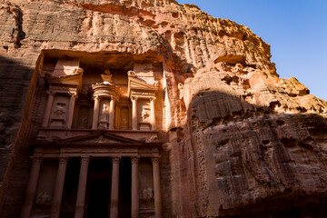A view of The Treasury in the archeological site of Petra in Jordan