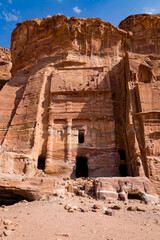 A view of the Silk Tomb in the archeological site of Petra in Jordan