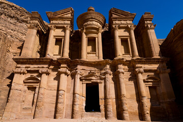A view of The Monastery  in the archeological site of Petra in Jordan