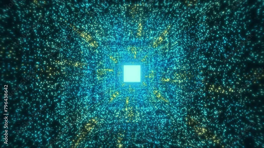 Aufkleber abstract futuristic technology concept with glowing particles and ai elements on green background
