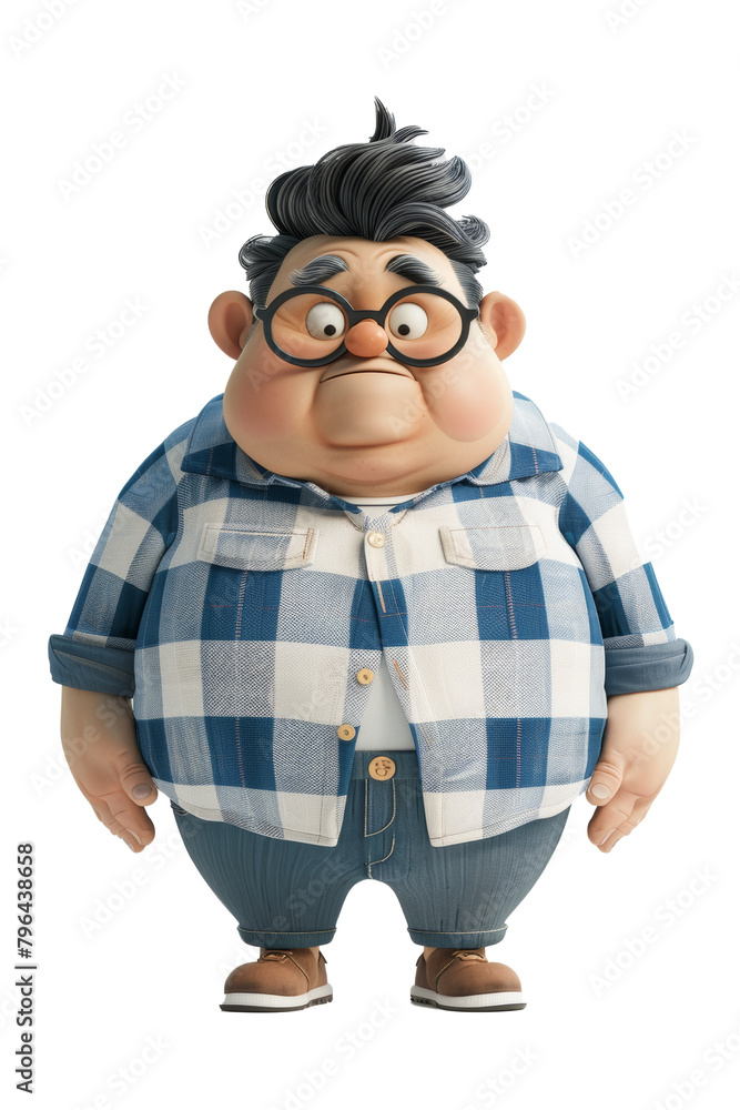 Wall mural Chubby man wearing glasses and a plaid shirt - Wall murals