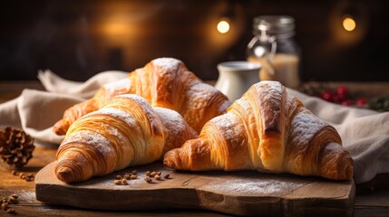 A croissant is a buttery ,flaky viennoiserie pastry that is typically served as a breakfast food