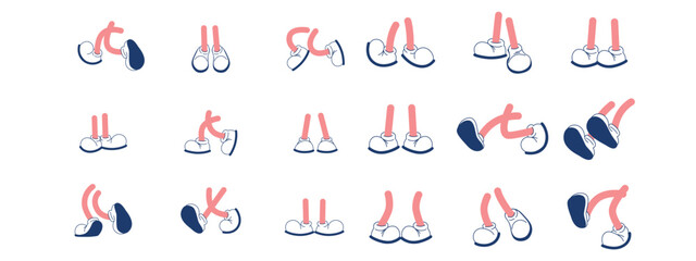 Set of cartoon legs in retro style.