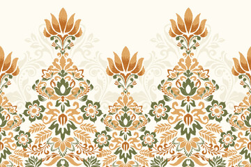 Ikat floral pattern on white background vector illustration - obrazy, fototapety, plakaty