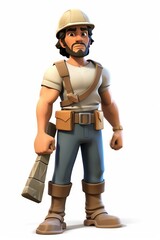 b'Male archaeologist holding a stone slab'