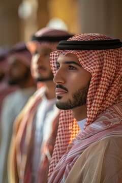b'Saudi men wearing ghutra with agal'