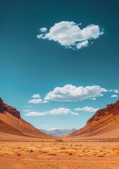 Naklejka premium b'Arid desert landscape with mountains in the distance'