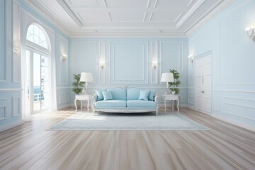 b'Blue and White Living Room Interior Design'