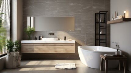 Fototapeta na wymiar b'Bathroom interior with natural elements'