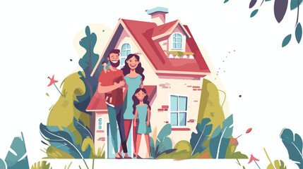 Happy family with house. Concept illustration 
