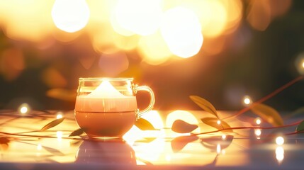 Cup of secrets, glass, mysterious, revealing whispered mysteries when touched, placed in a magical forest, photography, silhouette lighting, Vignette, Top-down view