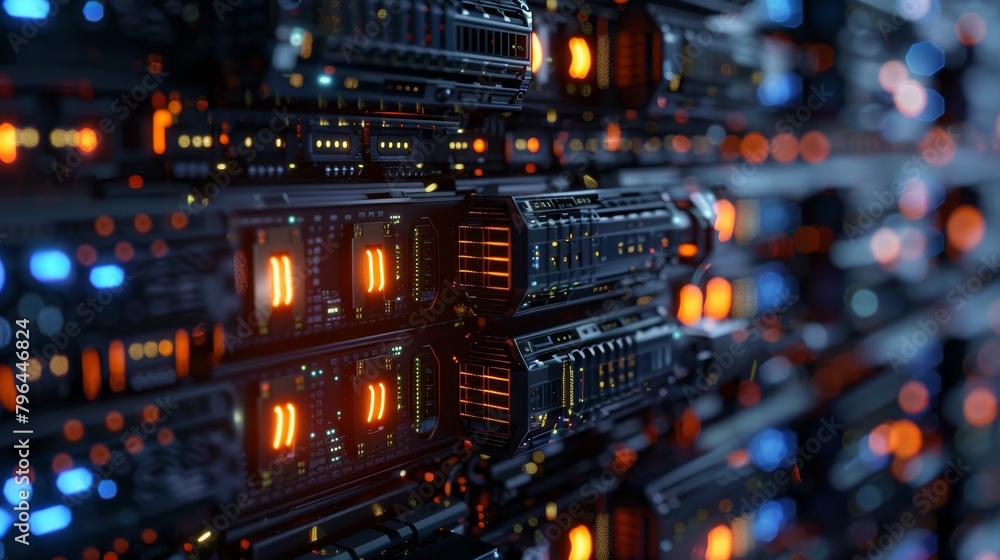 Poster cloud computing: an image of a network of interconnected cloud servers