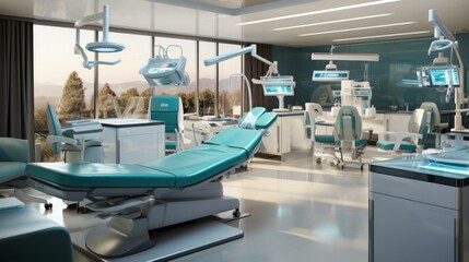 b'The interior of a modern dental clinic with a stunning view' - obrazy, fototapety, plakaty