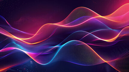 neon wavy lines on blue background, abstract neon background