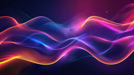 neon wavy lines on blue background, abstract neon background