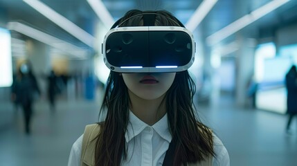 Digital Innovation: A photo of a virtual reality (VR) headset being used for educational purposes