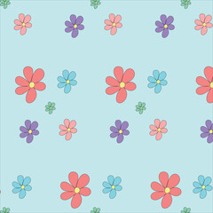 seamless pattern with spring colorful flowers