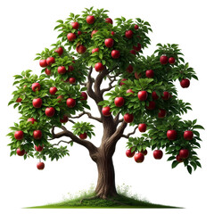 red apple tree plant  isolated on transparent background png 