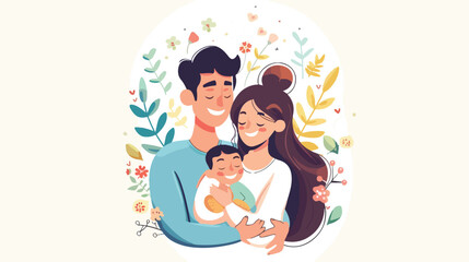 Happy parents - cute cartoon concept illustration of