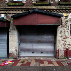 The shuutered entrance to a market building