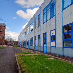 side view of a modern square building